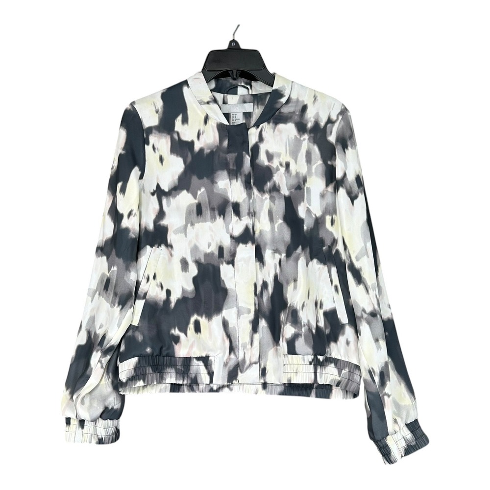 H&M NWT Women's 8 Abstract Snap Jacket Bomber Baseball Casual Artsy Watercolor